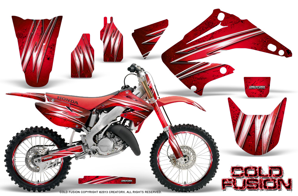 Honda CR125 CR250 02-10 Graphics Kit Cold Fusion Red NP Rims